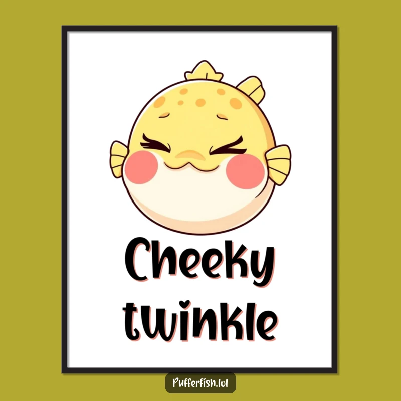 Funny Pufferfish Wink Digital Art: Instant Mischief for Your Walls, Perfect Print