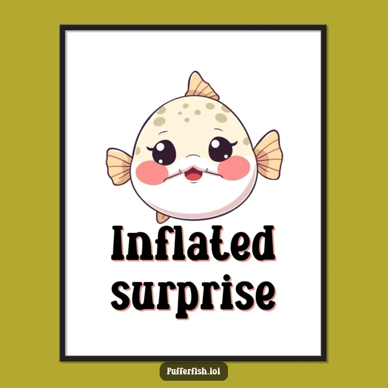 Funny Pufferfish Digital Art - Inflating Character, Printable Humorous Surprise Gift!