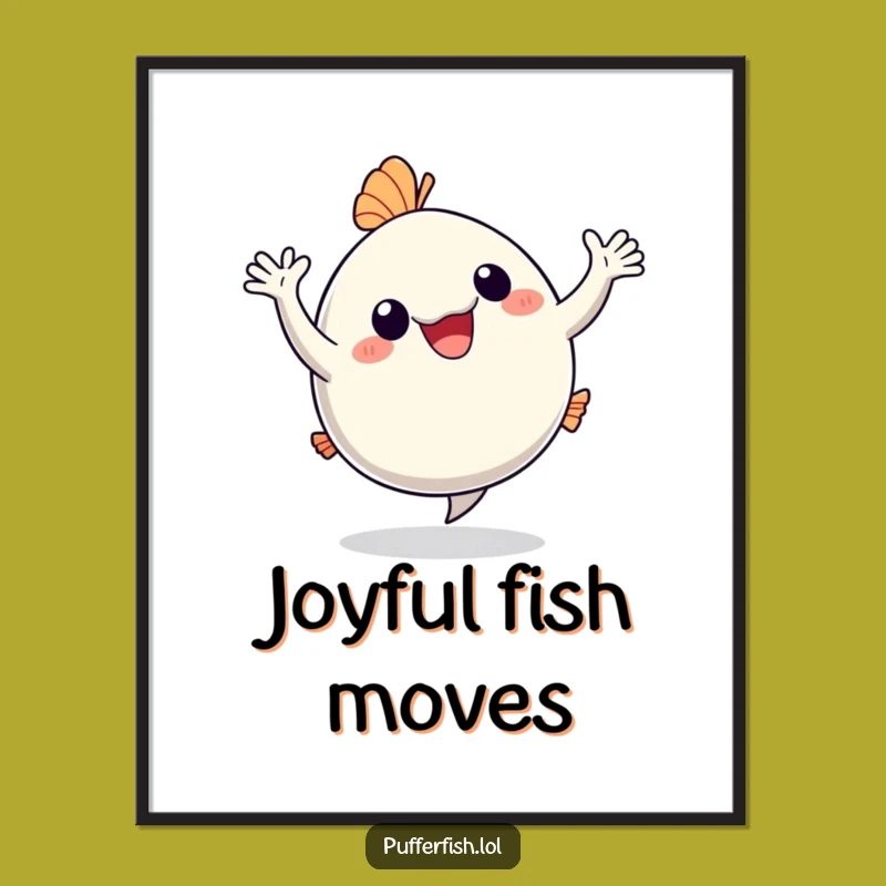 Funny Dancing Pufferfish Print: Hilarious Digital Art for Joyful Spaces