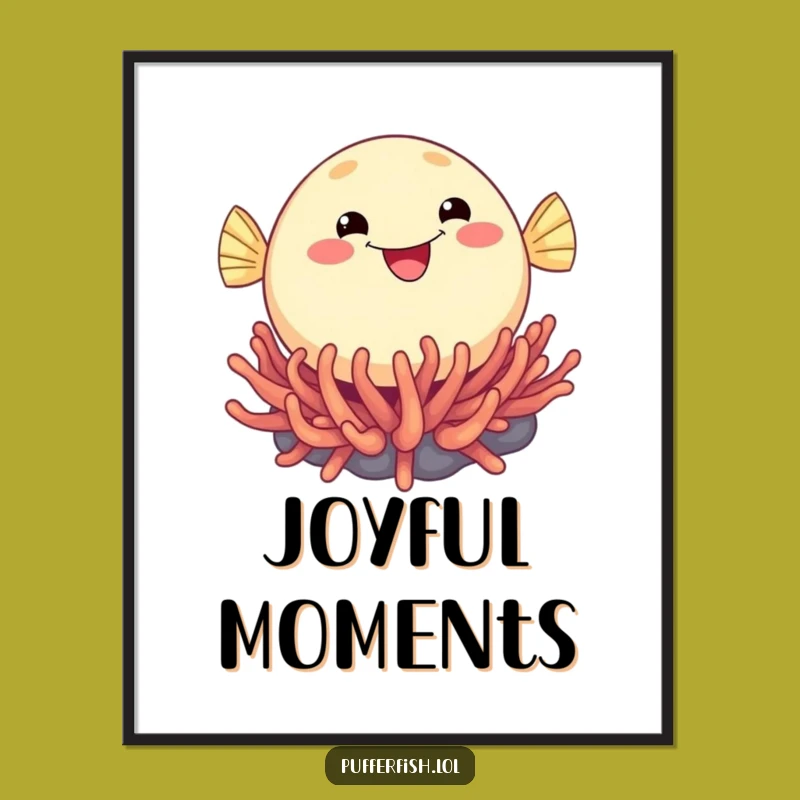 Funny Pufferfish Bounce Digital Art: Smiling Fish Decor, Ideal Funny Gift