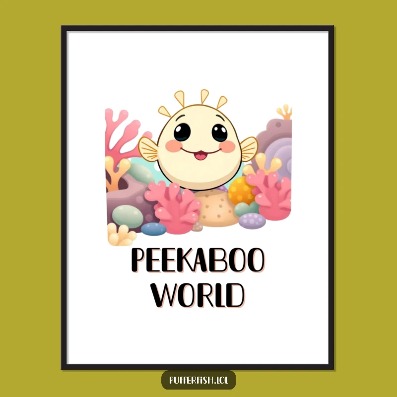 Funny Digital Pufferfish Art: Instant Curious Download for Whimsical Decor Gift