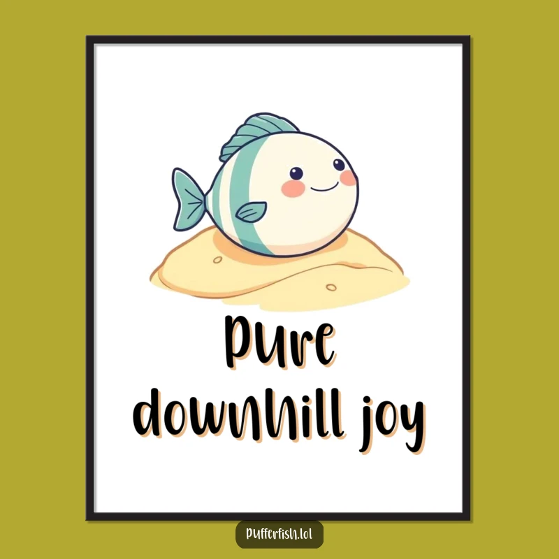 Funny Round Fish Rolling Digital Print: Instant Joy, Hilarious Character Art