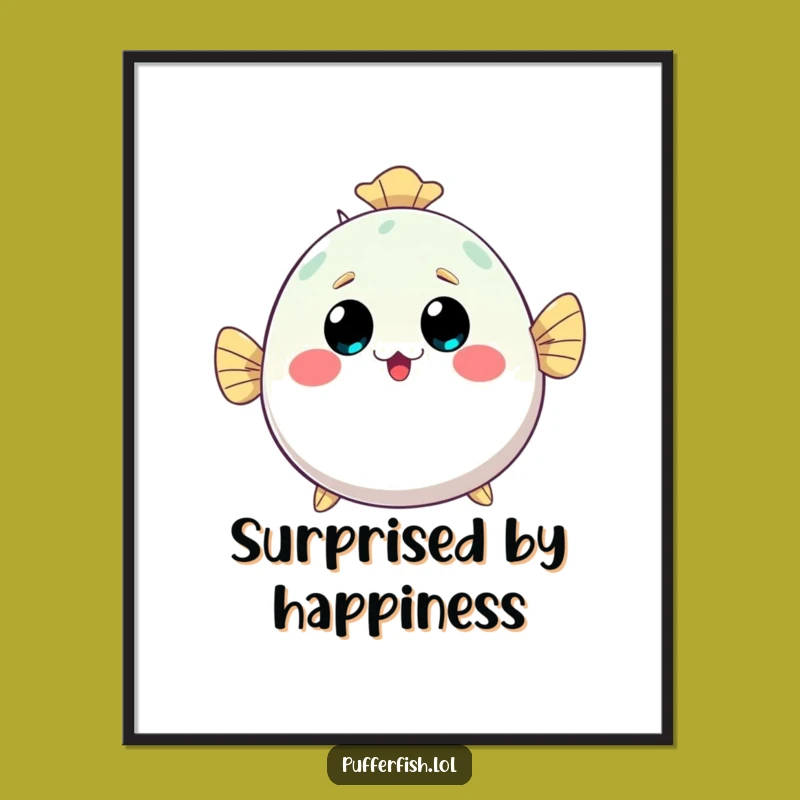 Funny Kawaii Pufferfish Digital Art - Inflating Cute Print, Perfect Ocean Decor!