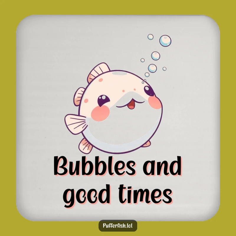 Funny Playful Pufferfish Bubbles Coaster: Protect Surfaces with Playful Humor