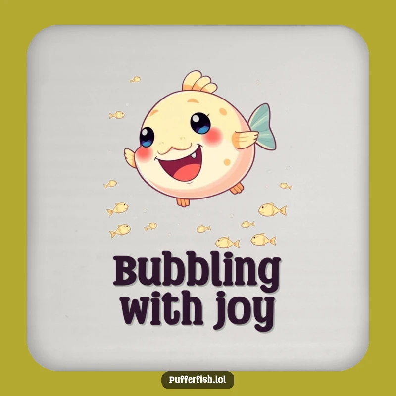 Funny Pufferfish Joy Coasters: Protect Surfaces with Happy Fish Fun!