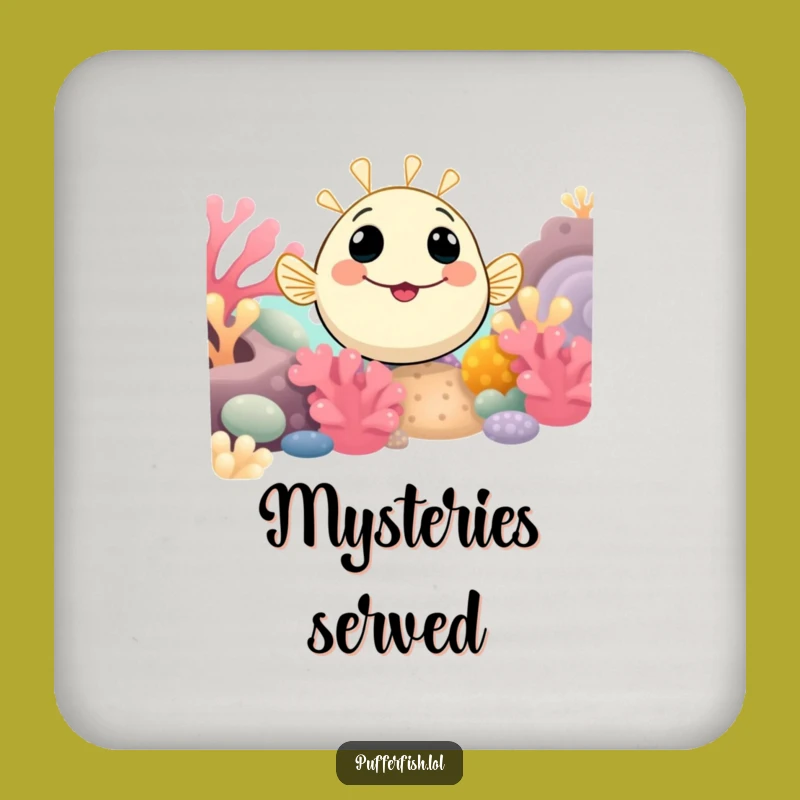 Funny Curious Pufferfish Coaster: Protect Your Surface with a Playful Peek Gift