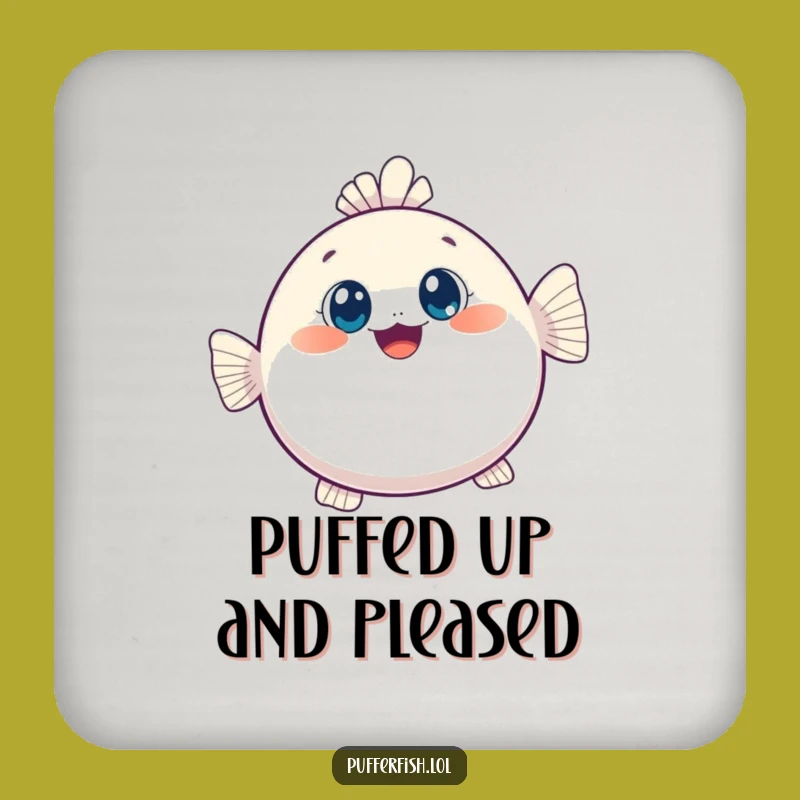 Funny Kawaii Pufferfish Coaster, Protect Surfaces with Adorable Style
