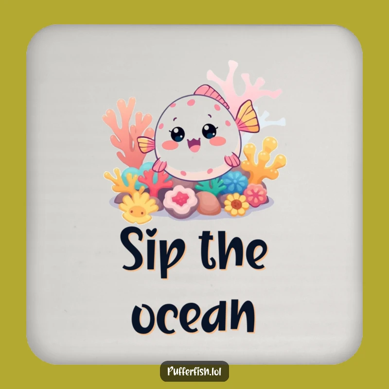 Funny Kawaii Pufferfish Drink Coaster: Exploring Fish Protector for Colorful Tables