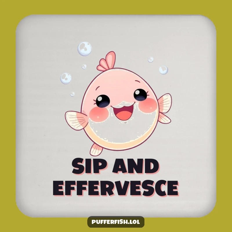 Funny Pufferfish Bubble Drink Coaster: Gleeful Protection, Perfect Funny Gift