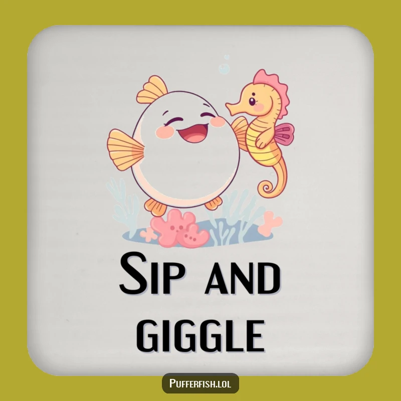 Funny Pufferfish Giggle Coasters: Protect Surfaces with Seaside Smiles!