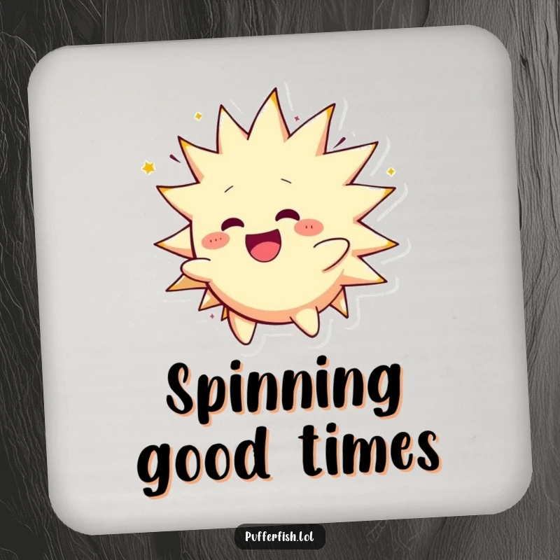 Funny Spiky Character Coaster: A spiky creature inflates and spins happily, providing a humorous and protective surface.