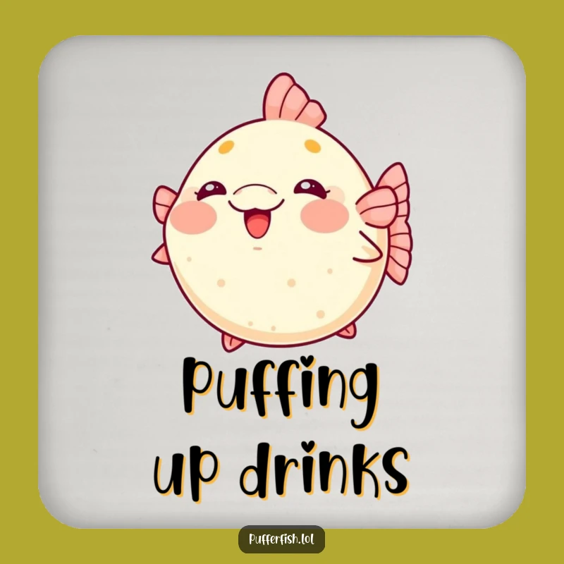 Kawaii Pufferfish Coaster Set: Protect Surfaces with Funny Cuteness!