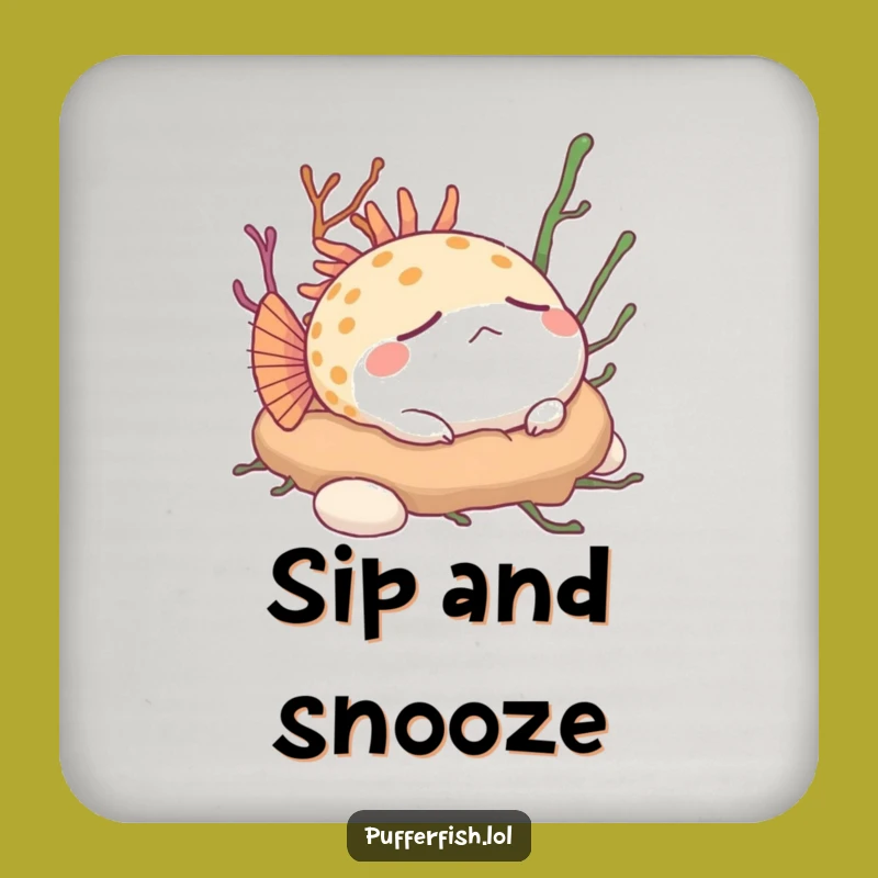 Funny Napping Pufferfish Coasters - Protect Surfaces with Peaceful Humor, Great Funny Gift