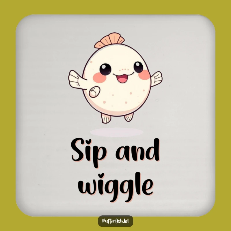 Funny Kawaii Pufferfish Drink Coaster: Protect Surfaces with Cute Vibes