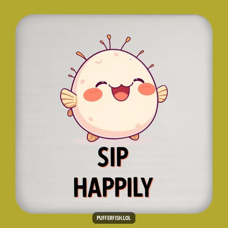 Funny Chubby Pufferfish Coaster: Delighted Protection, Perfect Funny Gift