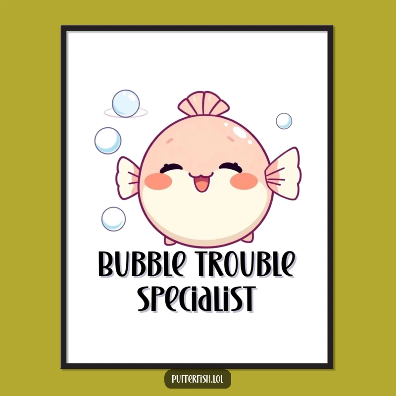 Funny Pufferfish Bubble Art Poster: Cheerful & Whimsical Wall Decor Gift