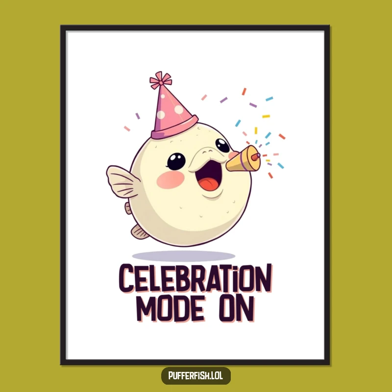 Vibrant Funny Pufferfish Party Poster: Decorate with Festive Fun!