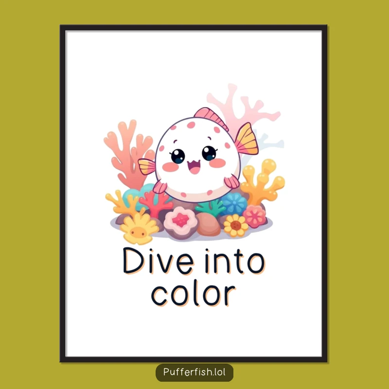 Funny Kawaii Pufferfish Poster: Exploring Fish Art for Vibrant Wall Decor