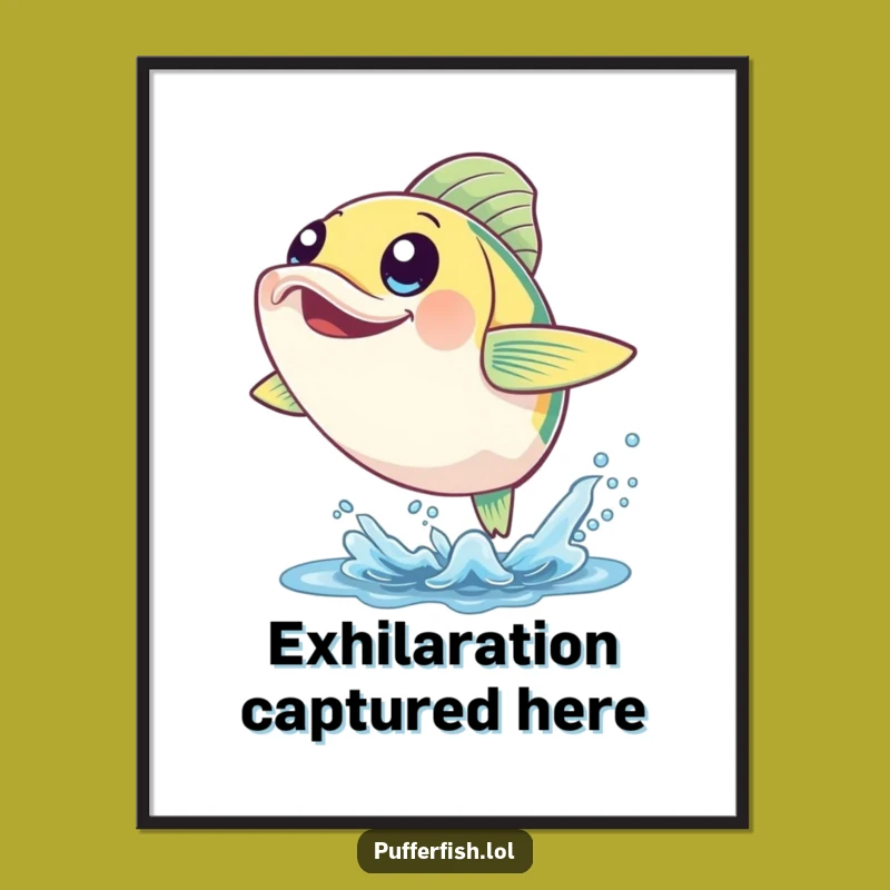 Funny Cheerful Fish Leap Poster - Energetic Art for a Happy Space
