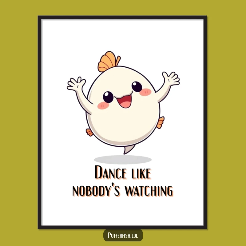 Funny Dancing Pufferfish Poster: Hilarious Wall Art for Joyful Decor