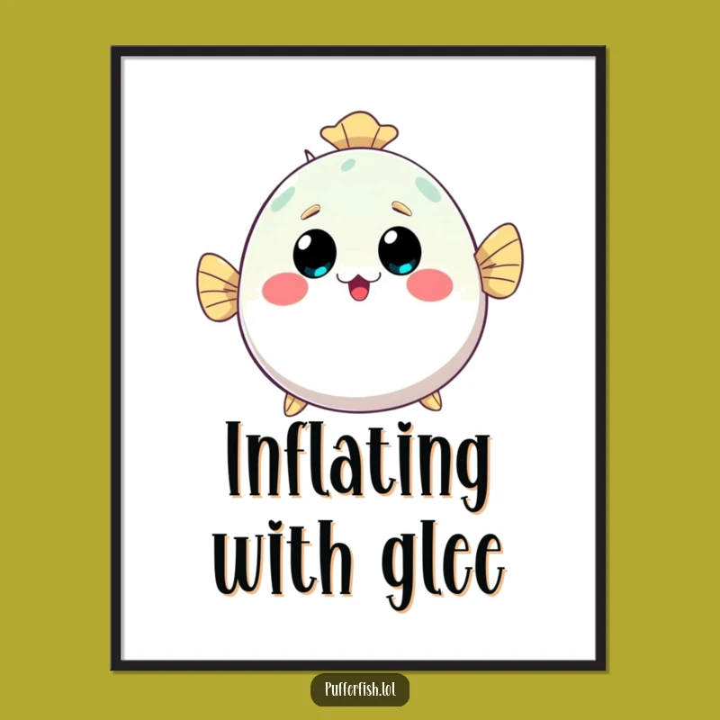 Funny Kawaii Pufferfish Poster - Inflating Cute Art, Perfect Ocean Wall Decor!