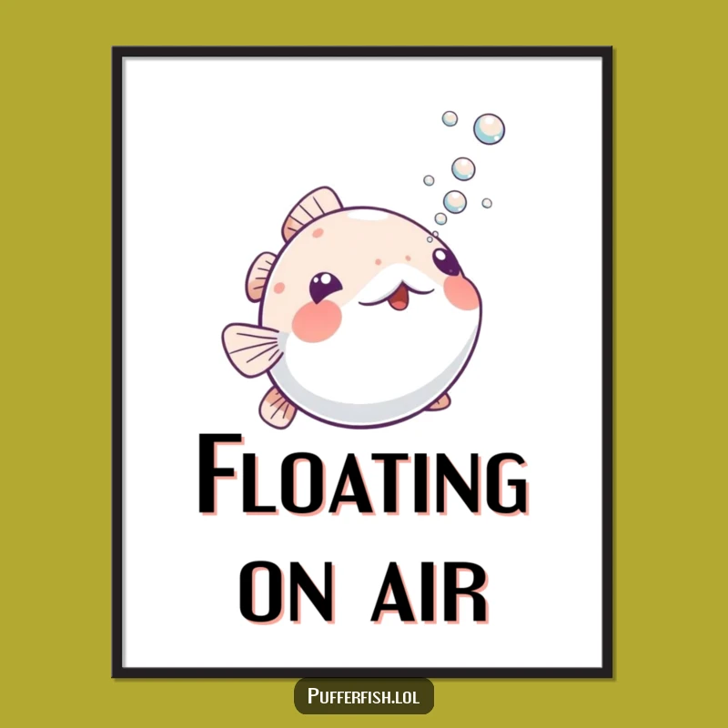 Funny Playful Pufferfish Bubbles Poster: Hilarious Underwater Art