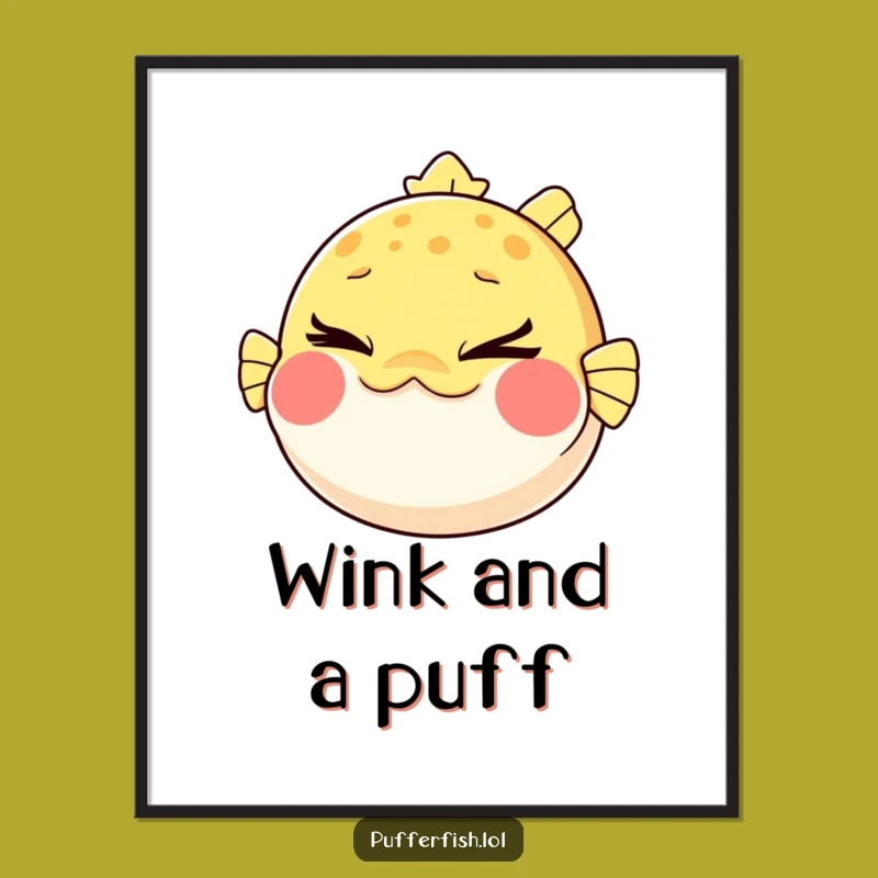 Funny Pufferfish Wink Poster: Cheeky Wall Art, Perfect Surprise Gift