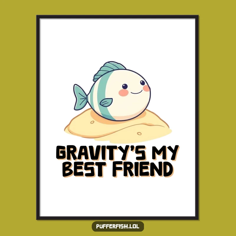 Funny Round Fish Rolling Poster: Joyful Wall Art, Hilarious Character Decor