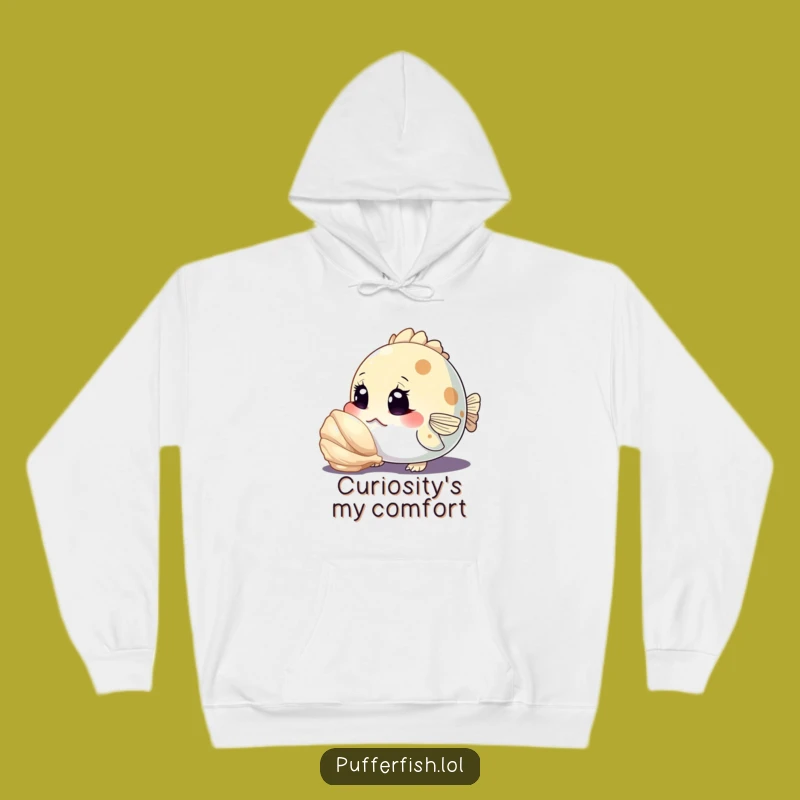 Cozy Funny Curious Pufferfish Hoodie: Warm Wonder, Hilarious Sea Creature Gift