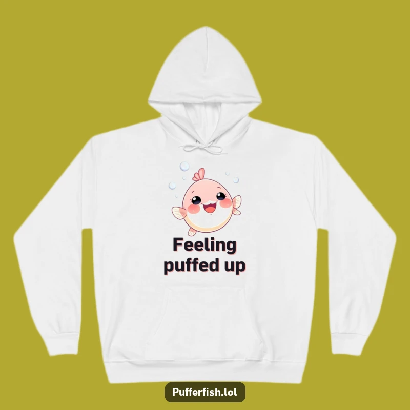 Cozy Funny Pufferfish Bubble Hoodie: Gleeful Swimmer, Perfect Warm Funny Gift