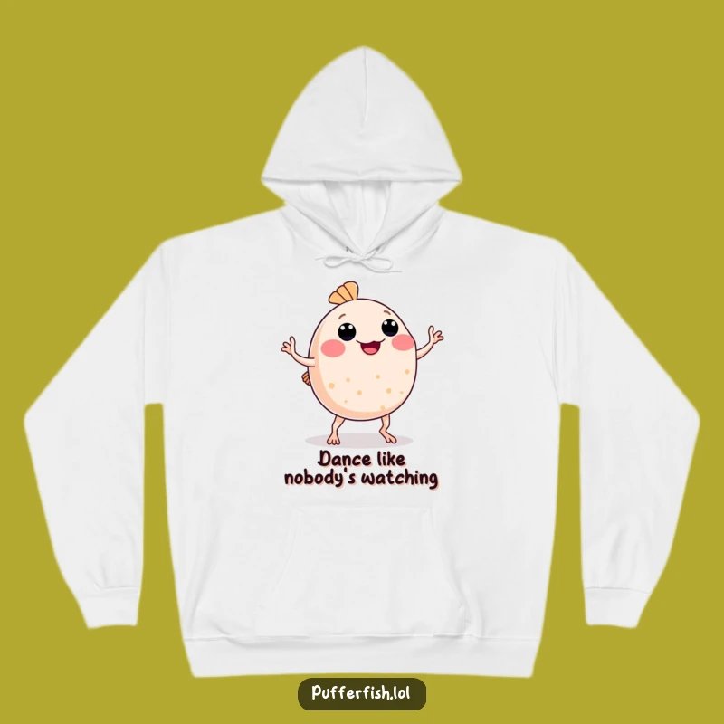 Cozy Funny Pufferfish Dance Hoodie: Warm Moves, Humorous Gift