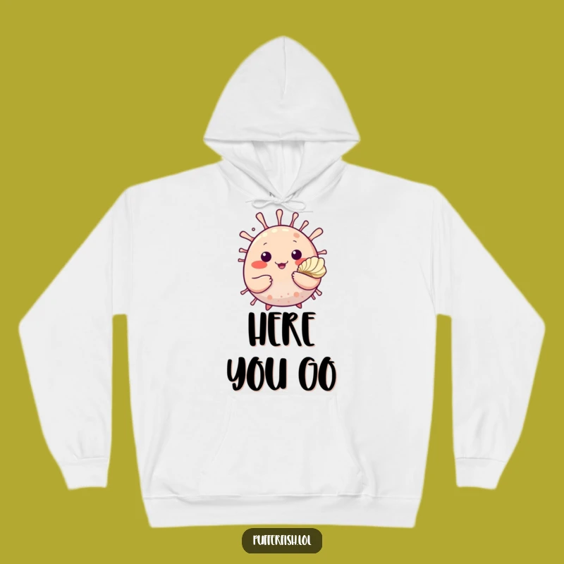 Funny Pufferfish Seashell Hoodie: Cozy Friendly Fish, Perfect Funny Gift