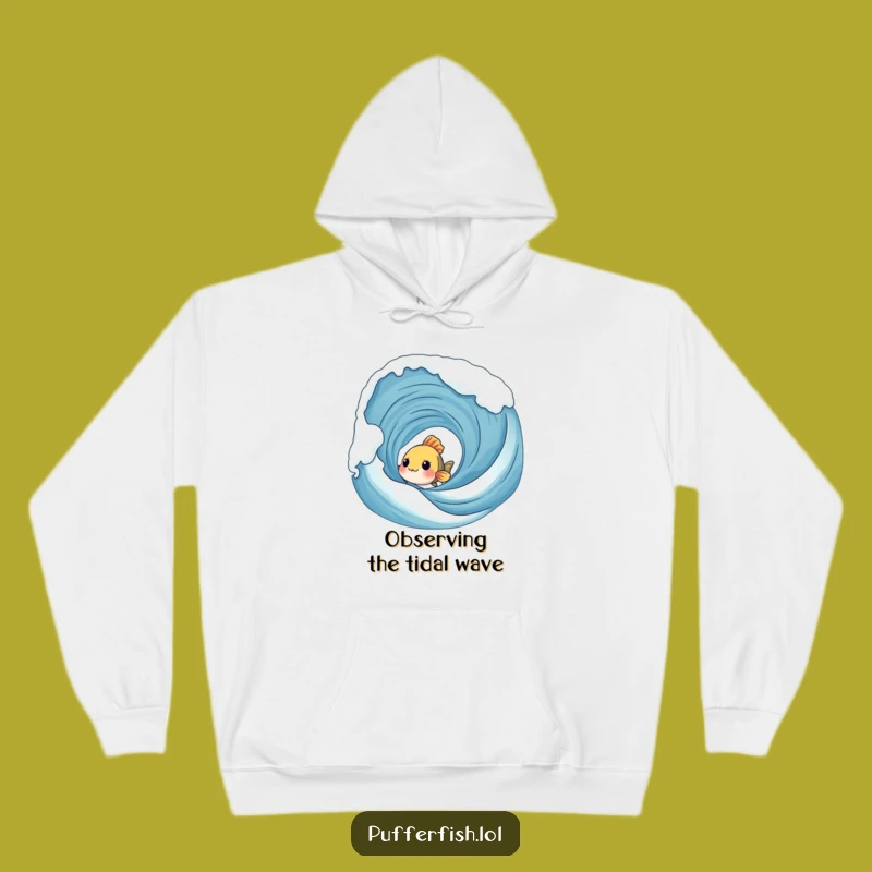 Funny Shy Fish Wave Hoodie - Cozy Comfort for Curious Minds