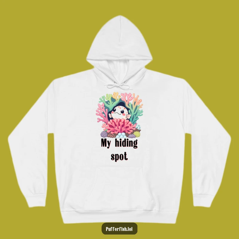 Cozy Funny Curious Pufferfish Hoodie: Warm & Hilarious Reef Surprise