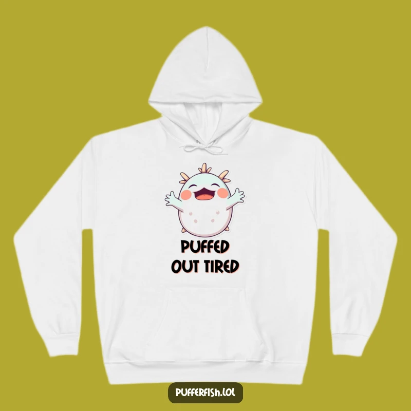 Cozy Funny Pufferfish Yawning Hoodie: Warmth and Relaxation, Perfect Funny Gift!