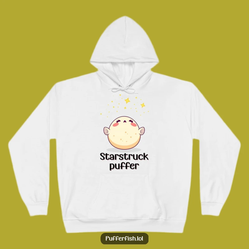 Funny Pufferfish Star Shower Hoodie - Cozy Cosmic Design, Ideal Funny Gift