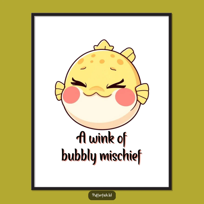 Mischievous Pufferfish Wink 'Art' Free Printable: Hilarious Downloadable Decor