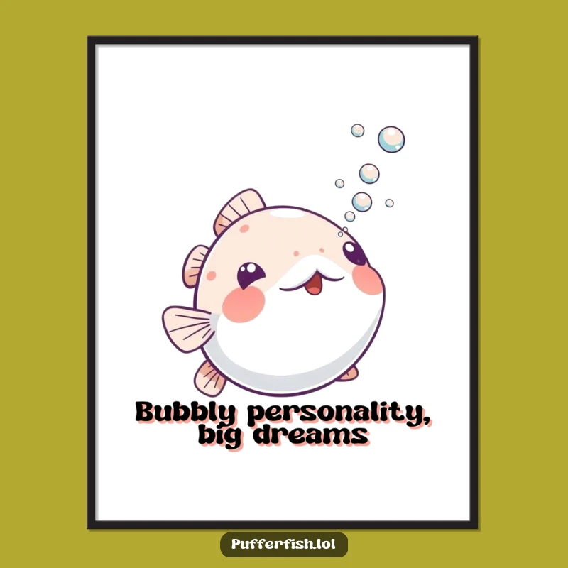 Free Printable Pufferfish Art: Playful Bubbles Aquatic Decor Downloadable