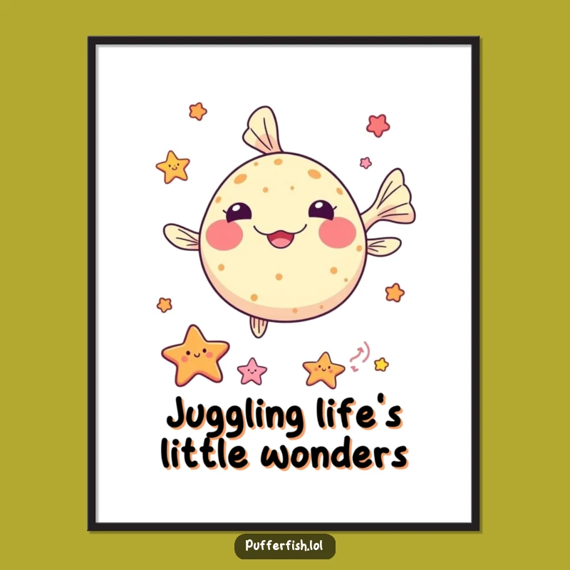 Free Printable Pufferfish Juggling Wall Art: Funny Downloadable Decor for Fun