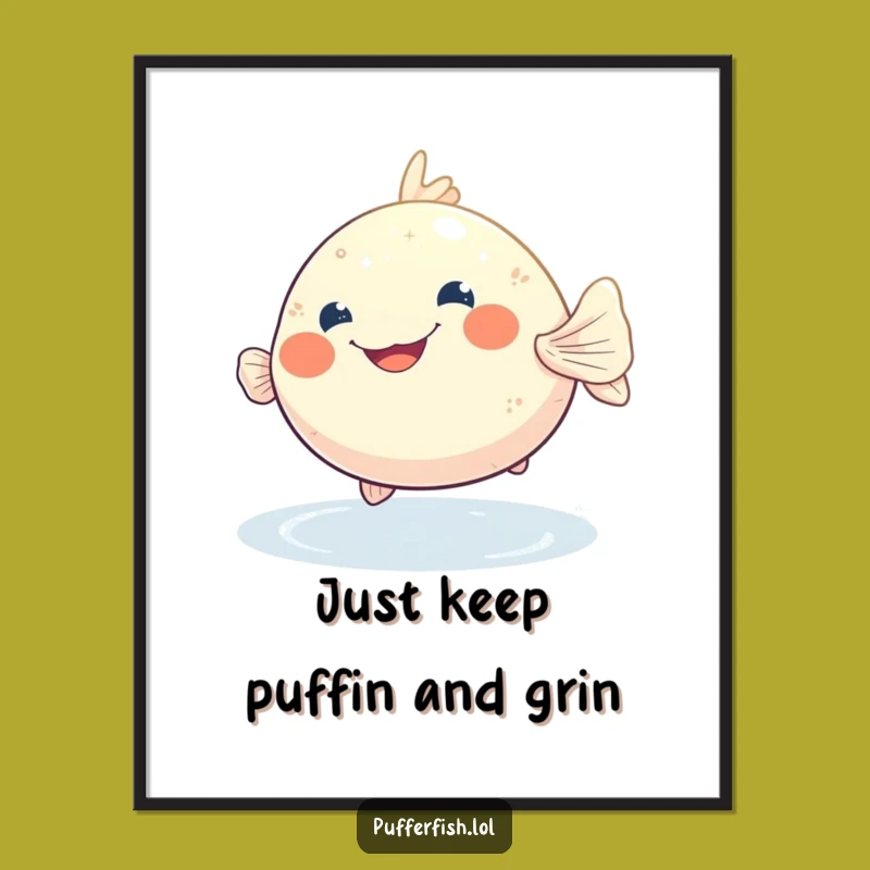 Free Printable Wall Art: Giggling Pufferfish, Funny Downloadable Decor for Aquatic Lovers Delight!