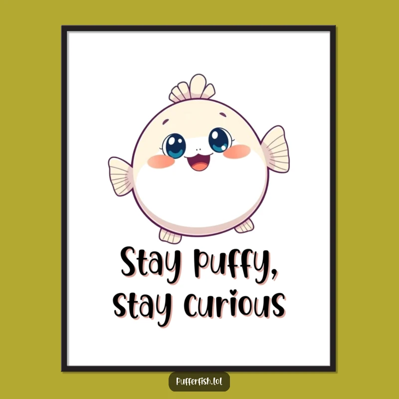 Free Printable Wall Art: Kawaii Pufferfish Inflation Playful Downloadable Decor