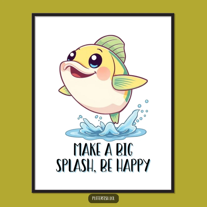 Funny Free Printable Wall Art: Cheerful Fish Leaping - Joyful Downloadable Decor