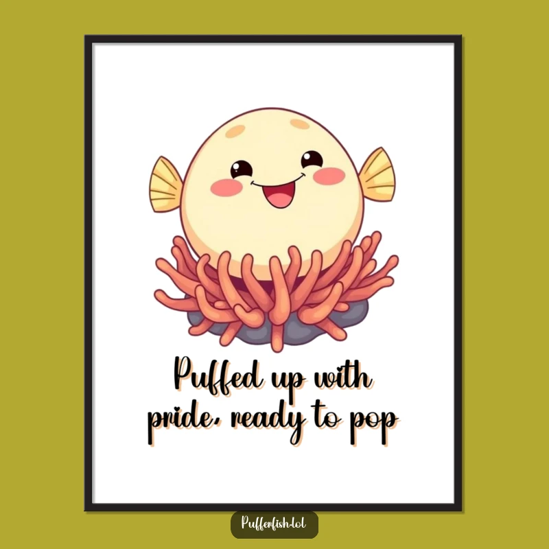 Free Printable Wall Art: Bouncing Pufferfish for Humorous, Downloadable Decor Gift