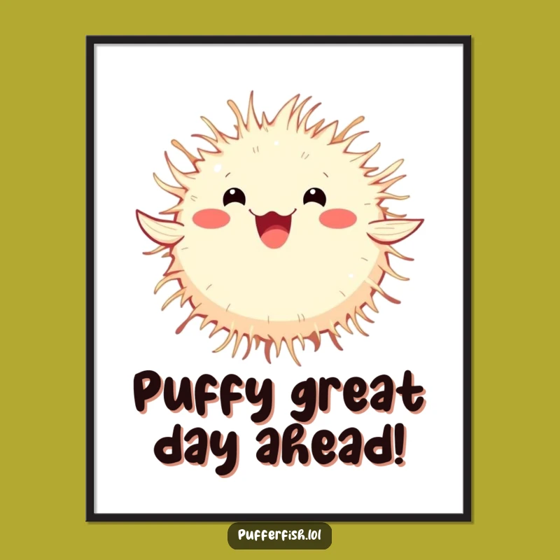 Funny Free Printable Wall Art: Happy Spinning Pufferfish Downloadable Decor