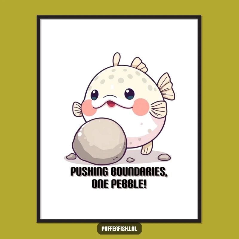 Free Printable Wall Art: Determined Pufferfish Focus - Funny Downloadable Decor!