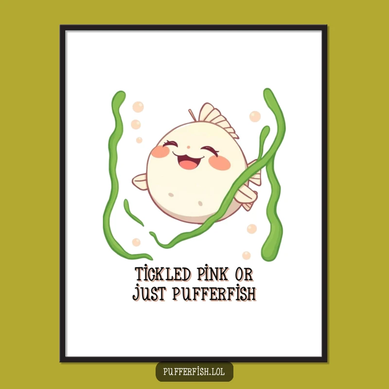 Free Printable Wall Art: Pufferfish's Hilarious Seaweed Tickle Laugh - Funny Downloadable Decor