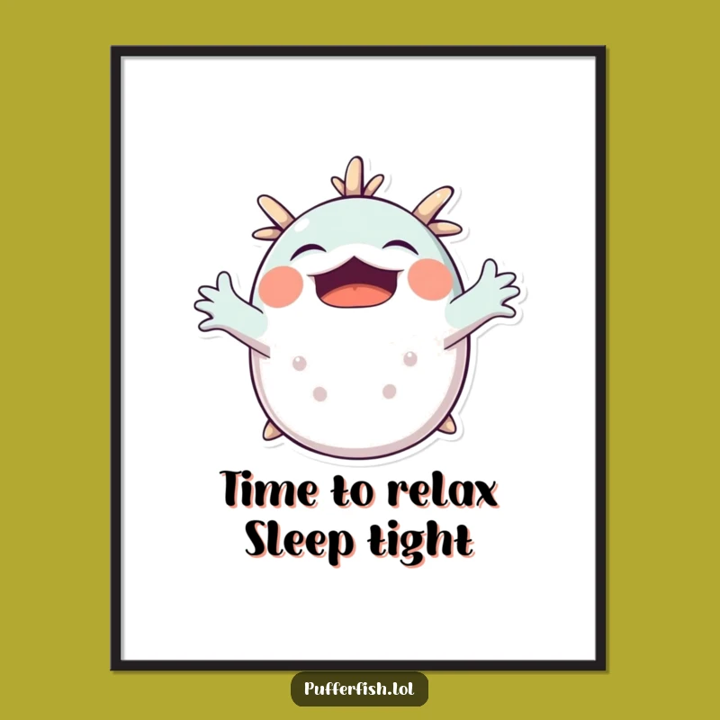 Funny Free Printable Wall Art: Pufferfish Yawning, Downloadable Home Decor