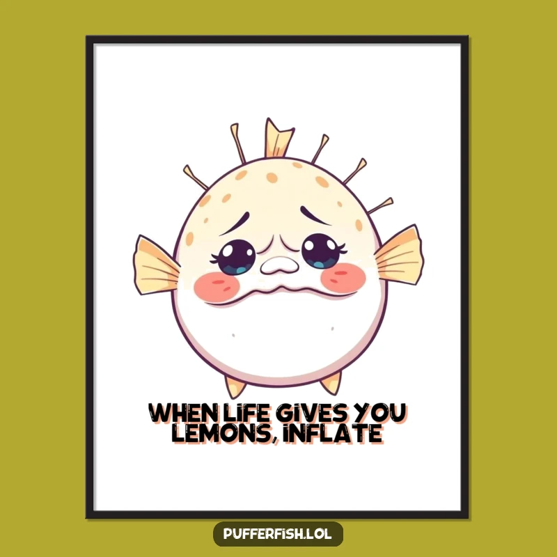 Free Printable Pufferfish Art: Surprised Inflation Whimsical Decor Downloadable