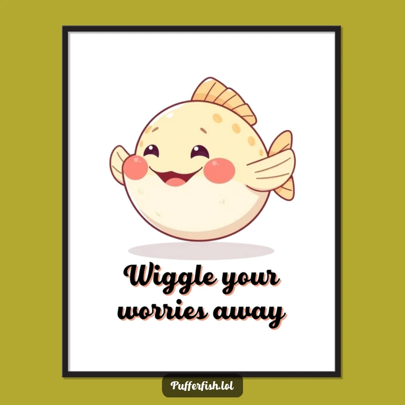 Funny Free Printable Wall Art: Grinning Pufferfish - Whimsical Decor!