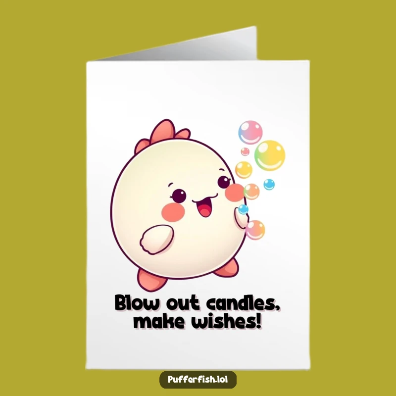 Free Printable Birthday Card: Happy Pufferfish Bubbles, Funny Downloadable Gift